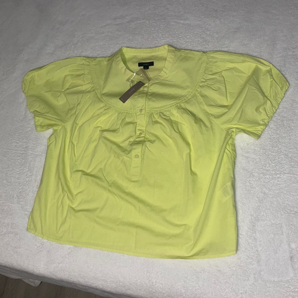 Yellow J Crew Short Sleeve Blouse